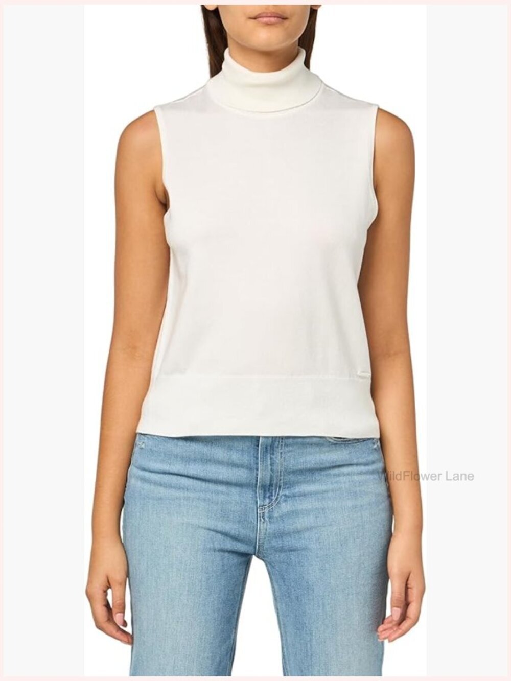 Sleeveless Mock Neck Knit Top Tank - Regular Fit